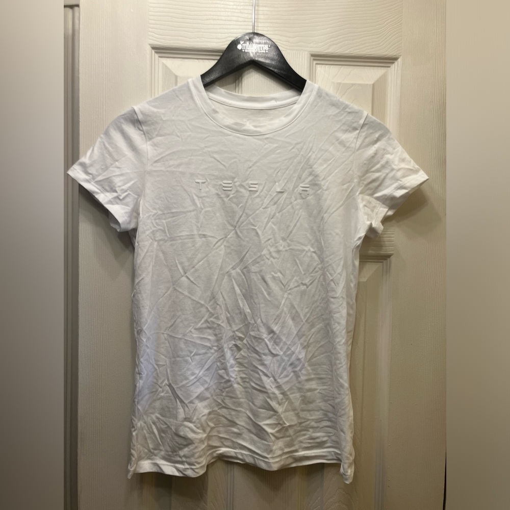Women's White Tesla Logo T-Shirt